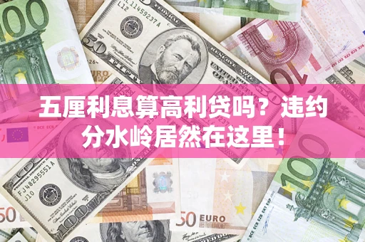 济南五厘利息算高利贷吗？违约分水岭居然在这里！